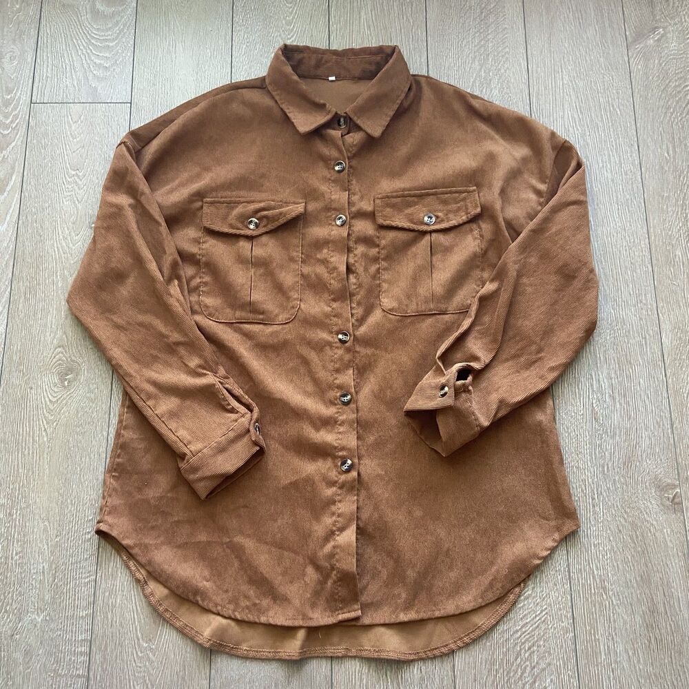 Brown Corduroy Long Sleeve Button Up Men's Size S